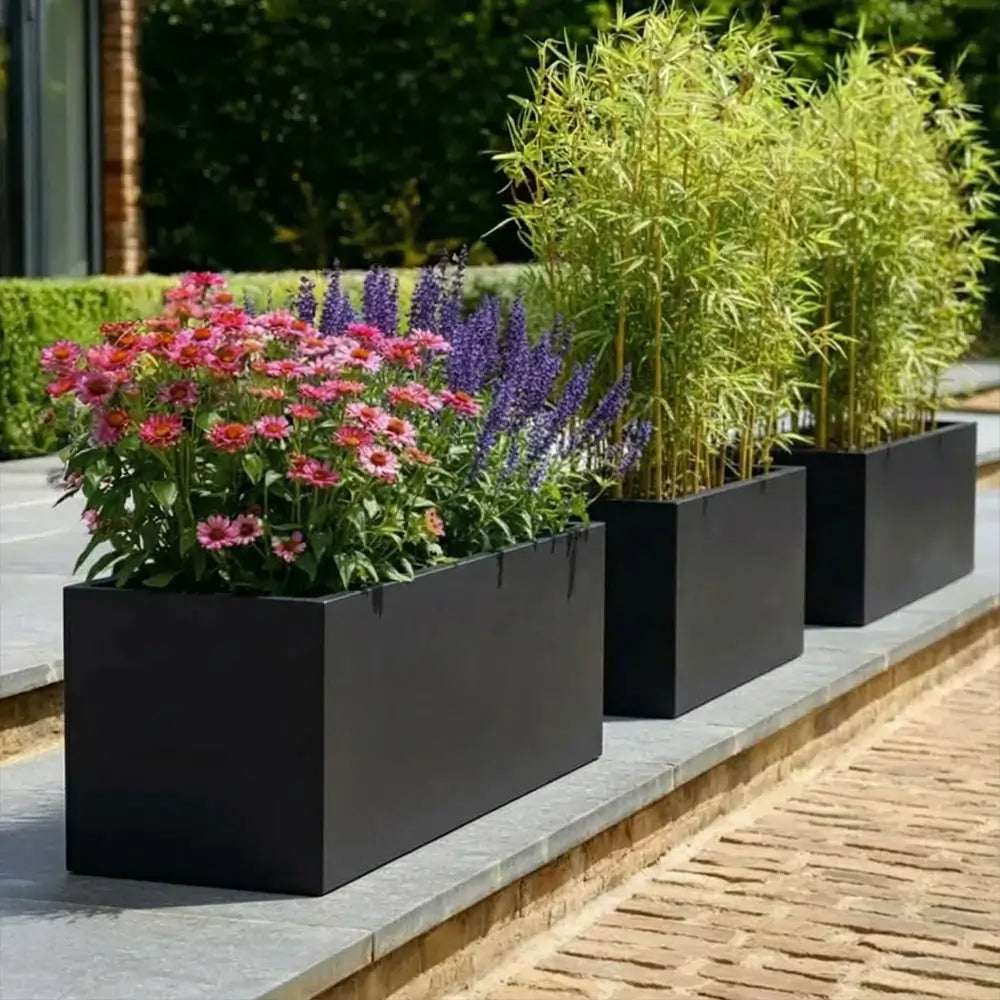 100cm Matte Black Zinc Trough Planter by sabodaj