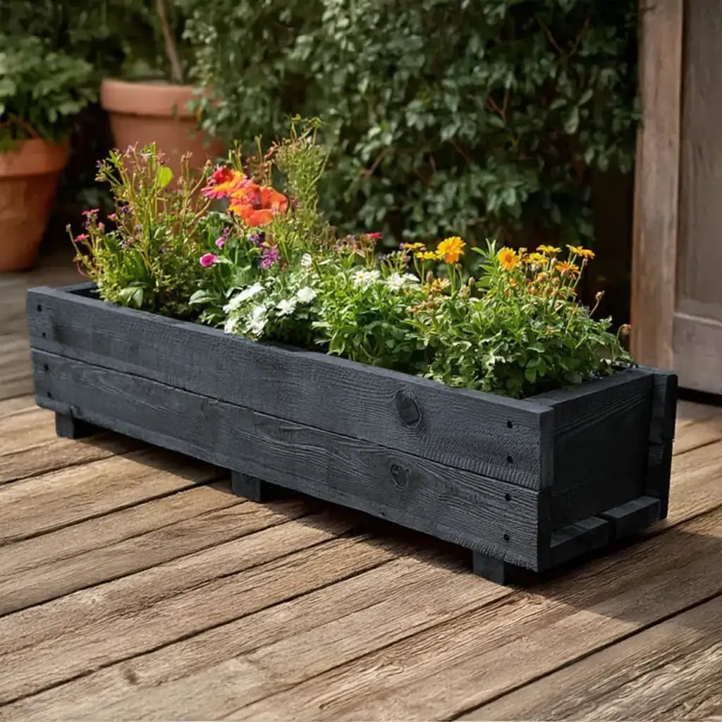 117cm Pine Wooden Flower Trough Planter by sabodaj