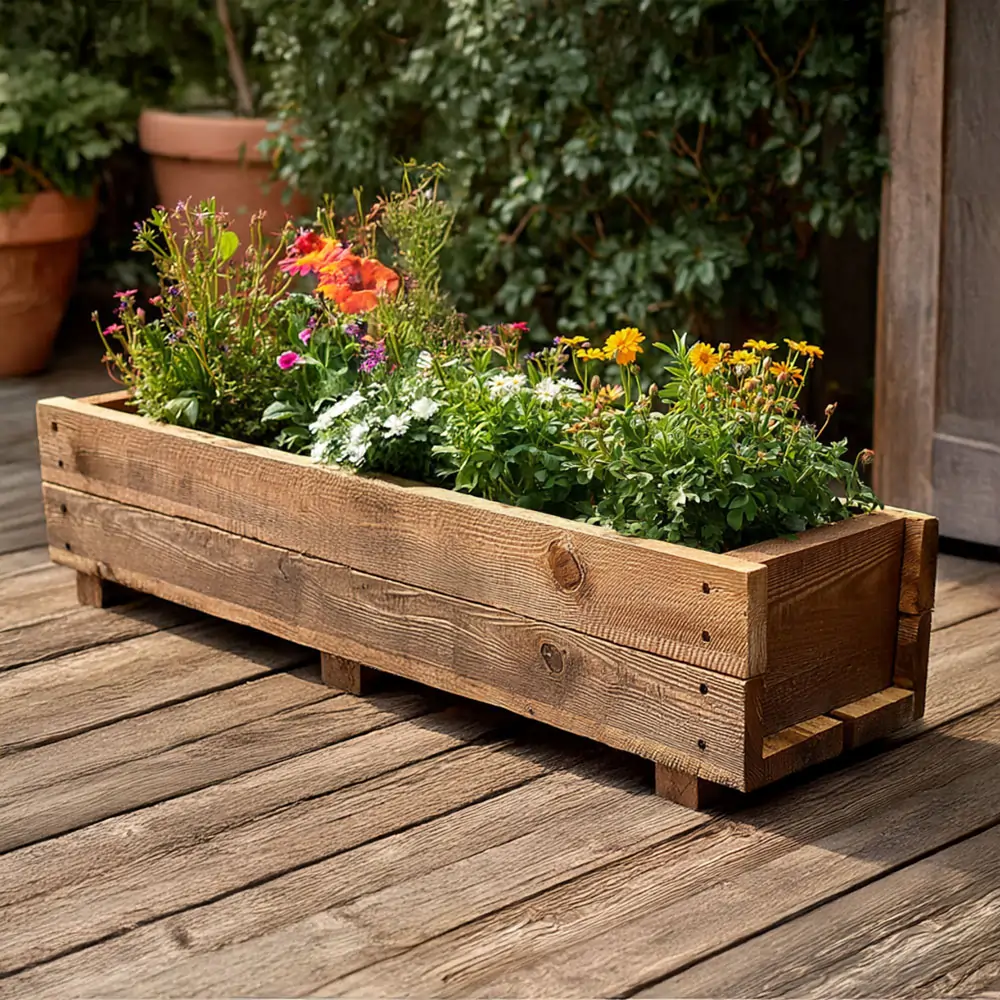 117cm Pine Wooden Flower Trough Planter by sabodaj