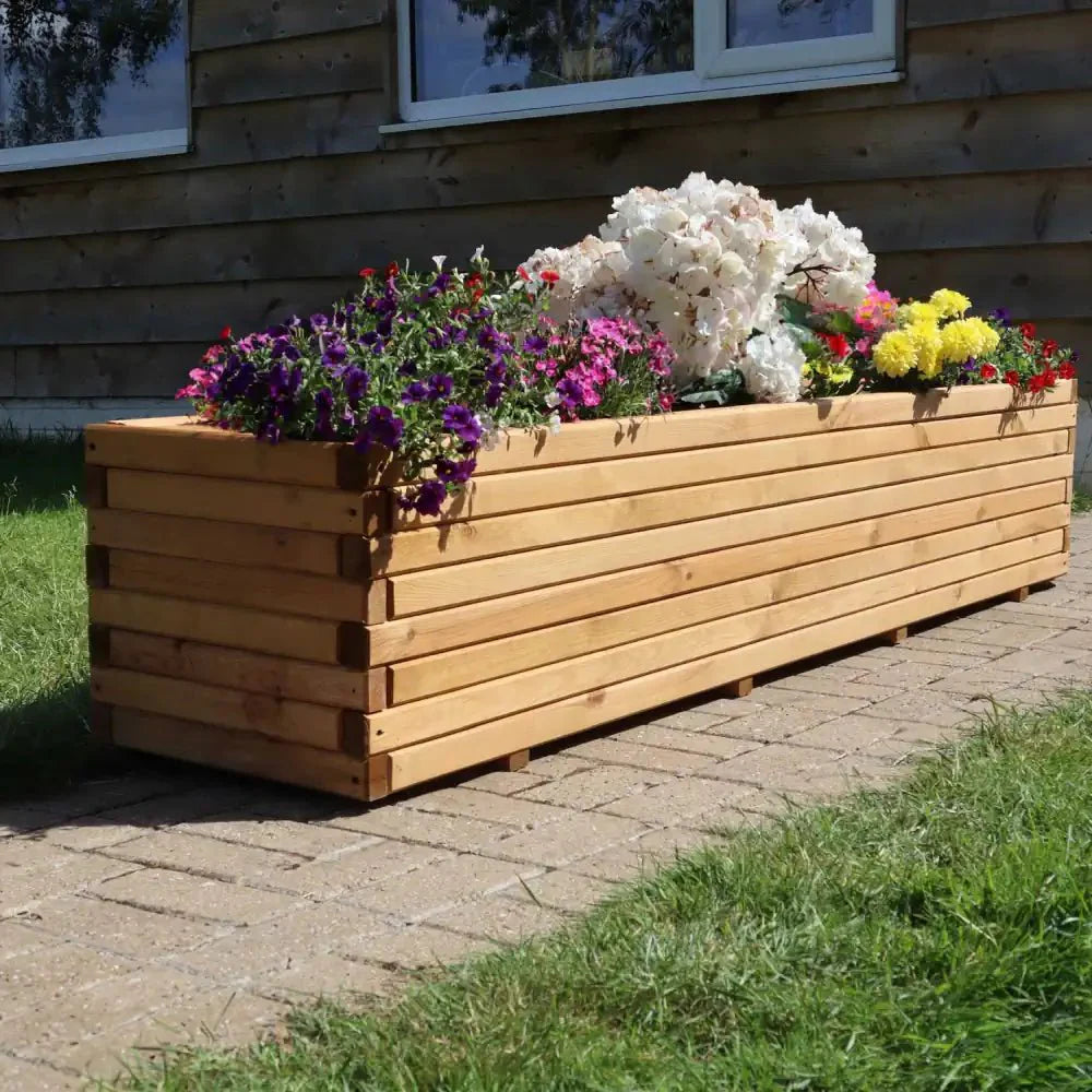 Pine Raised Wooden Trough Planter with Feet by sabodaj