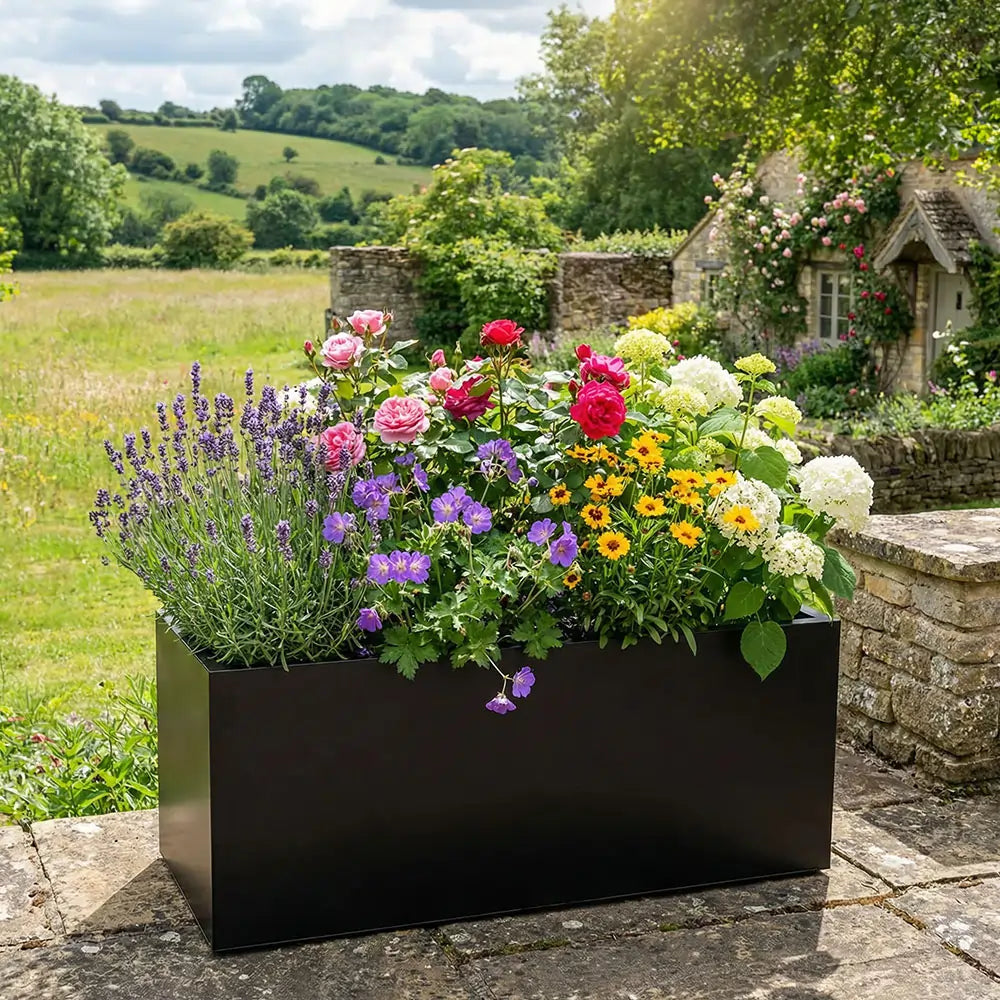 75cm Matte Black Zinc Trough Planter by sabodaj