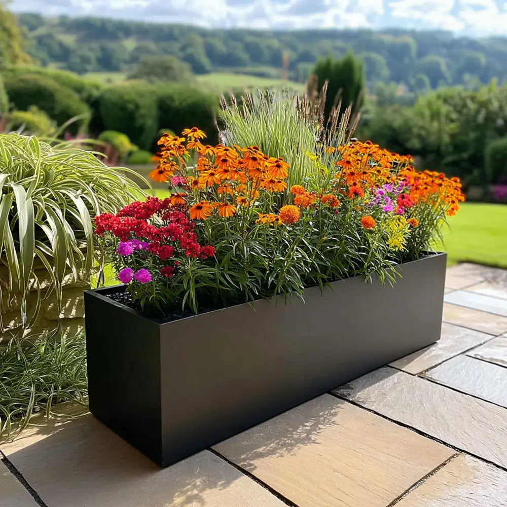 75cm Matte Black Zinc Trough Planter by sabodaj