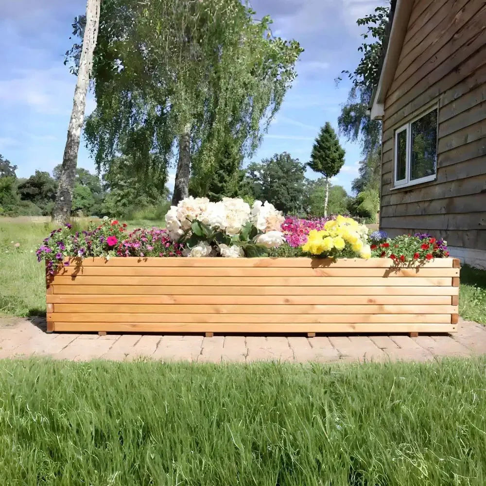 Pine Raised Wooden Trough Planter with Feet by sabodaj