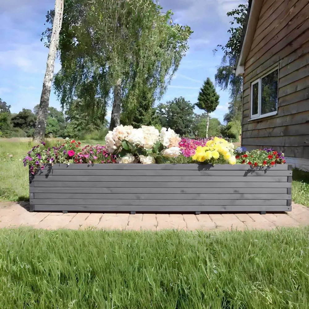 Pine Raised Wooden Trough Planter with Feet by sabodaj