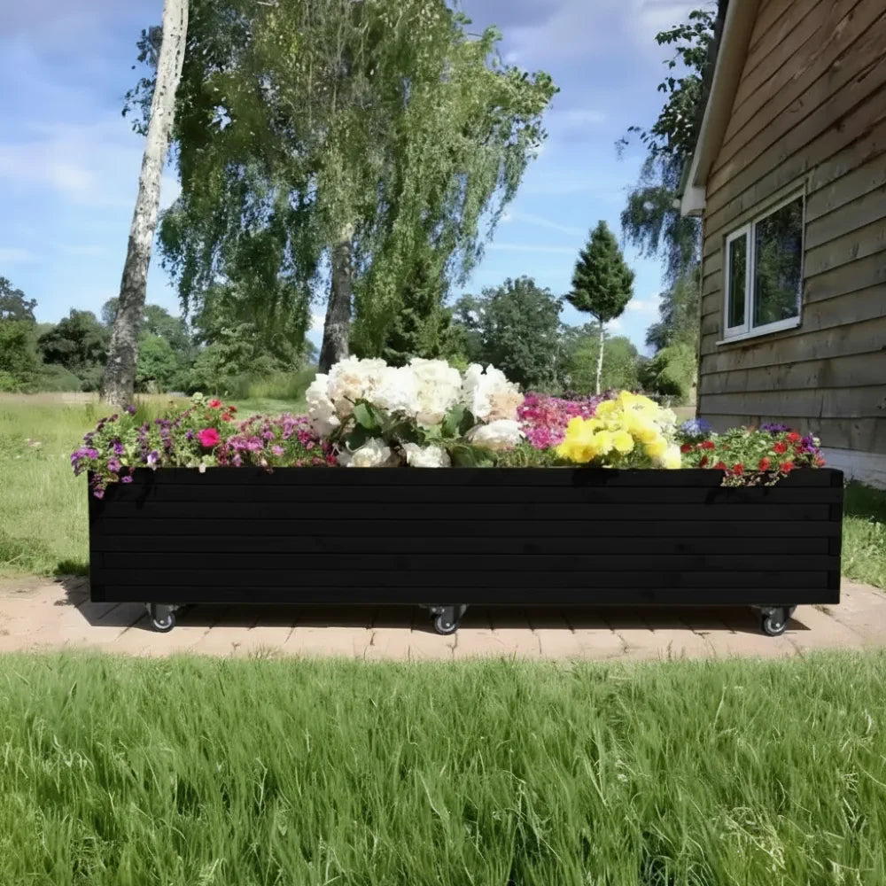 Pine Raised Wooden Trough Planter with Feet by sabodaj