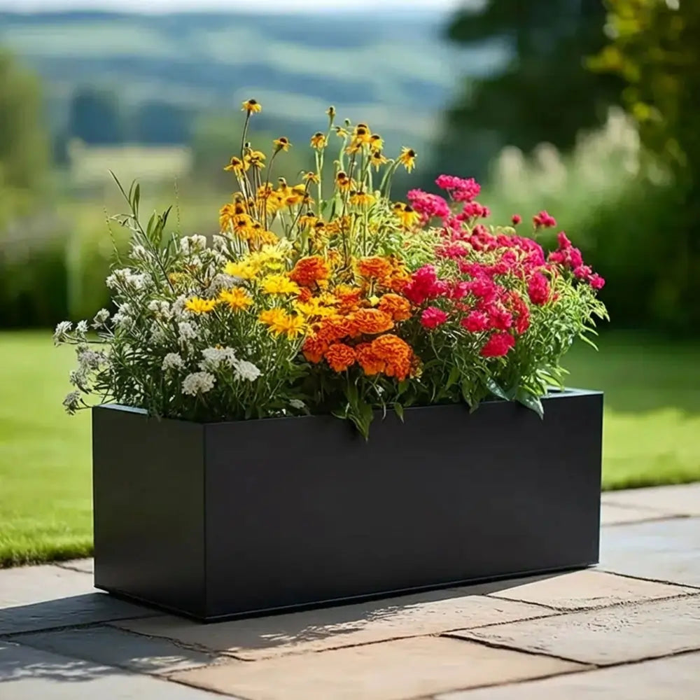 100cm Matte Black Zinc Trough Planter by sabodaj