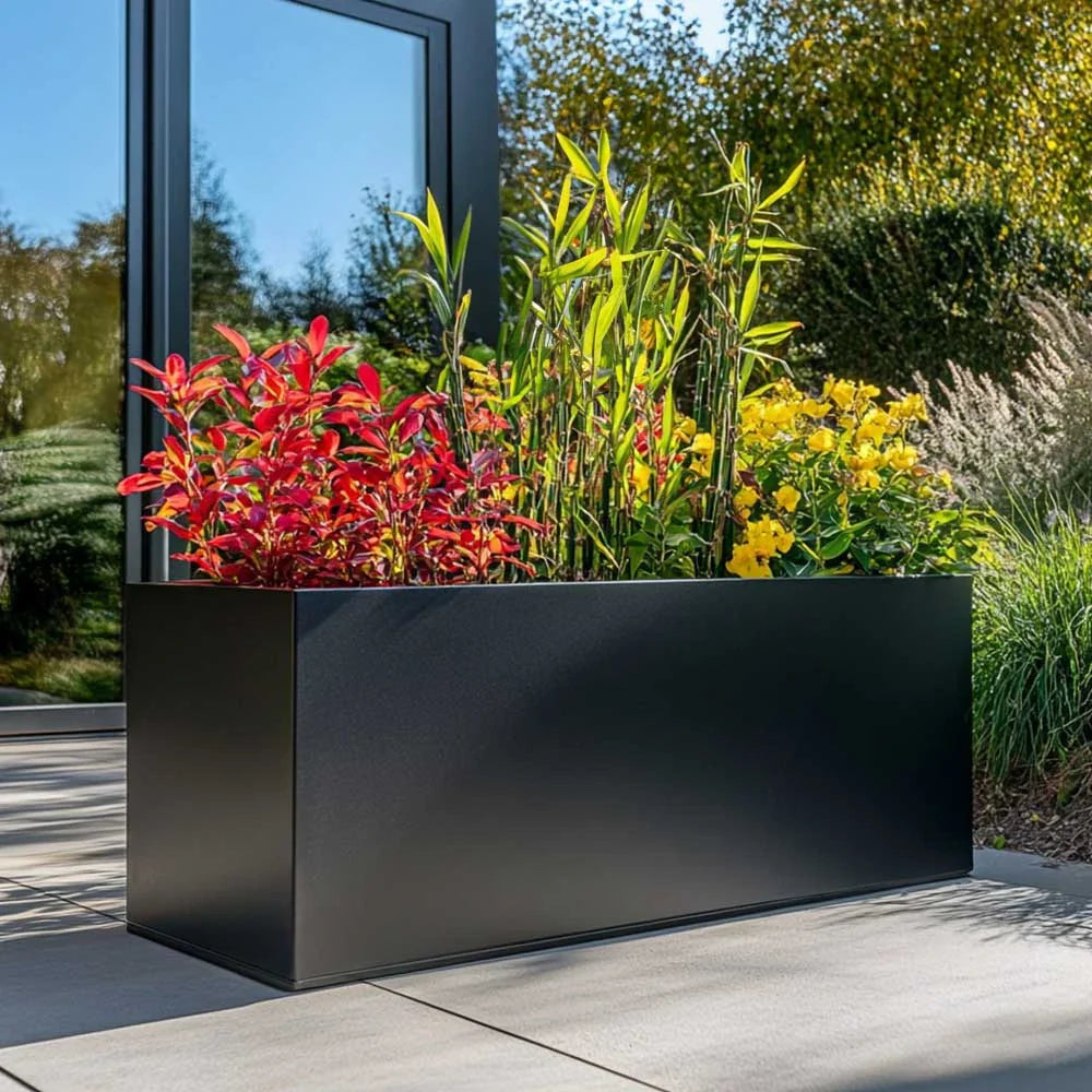 100cm Matte Black Zinc Trough Planter by sabodaj