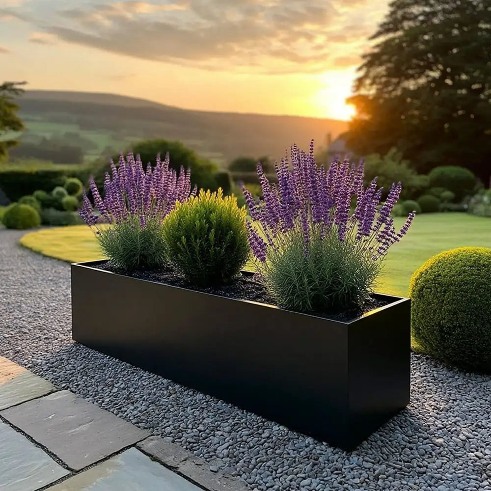 75cm Matte Black Zinc Trough Planter by sabodaj