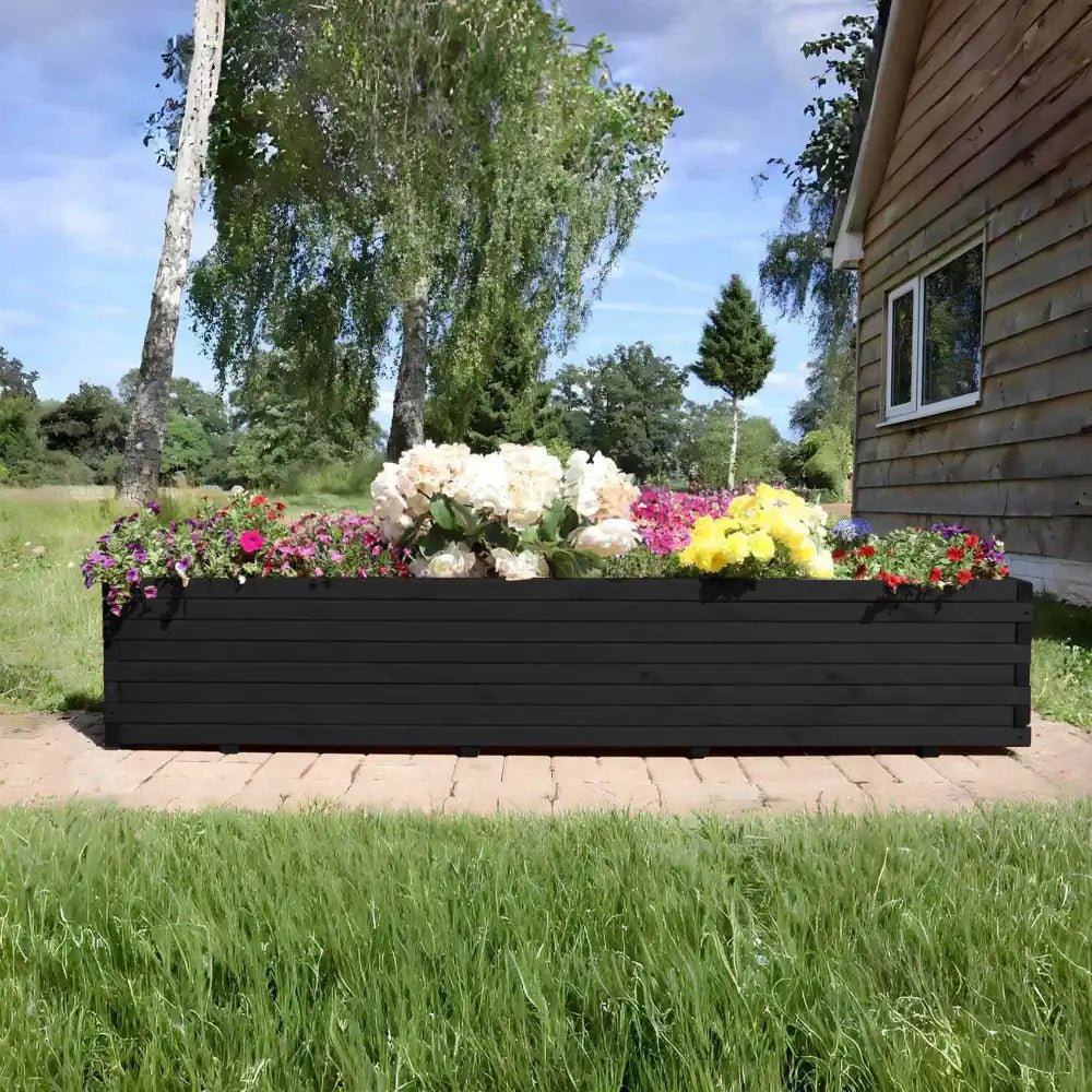 Pine Raised Wooden Trough Planter with Feet by sabodaj