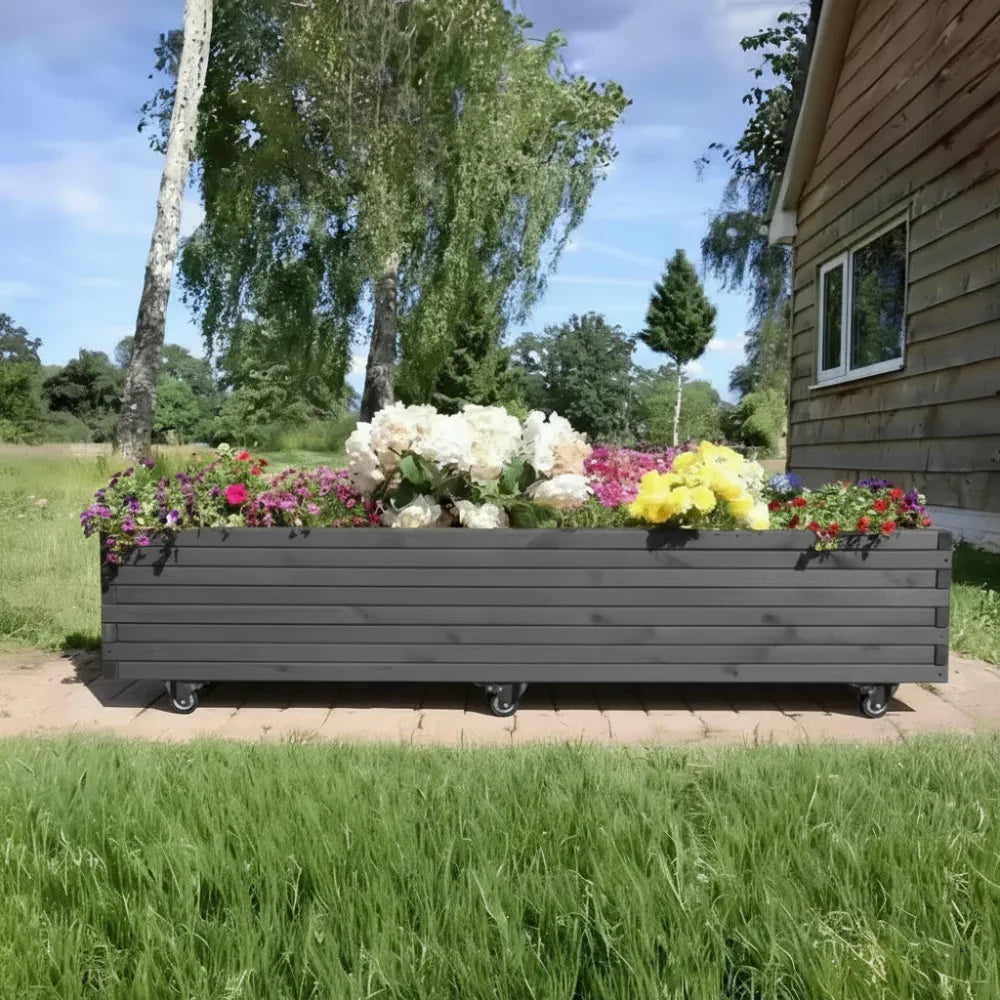 Pine Raised Wooden Trough Planter with Feet by sabodaj
